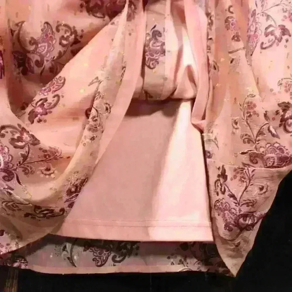 LULUS Disco Boho Mauve Multi Print Flounce Sleeve Button-Front Dress Medium - Picture 5 of 11